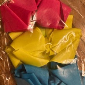 Bundle of (3) 6" Double Stacked Bows Brights B8150 Handmade NWT Boutique